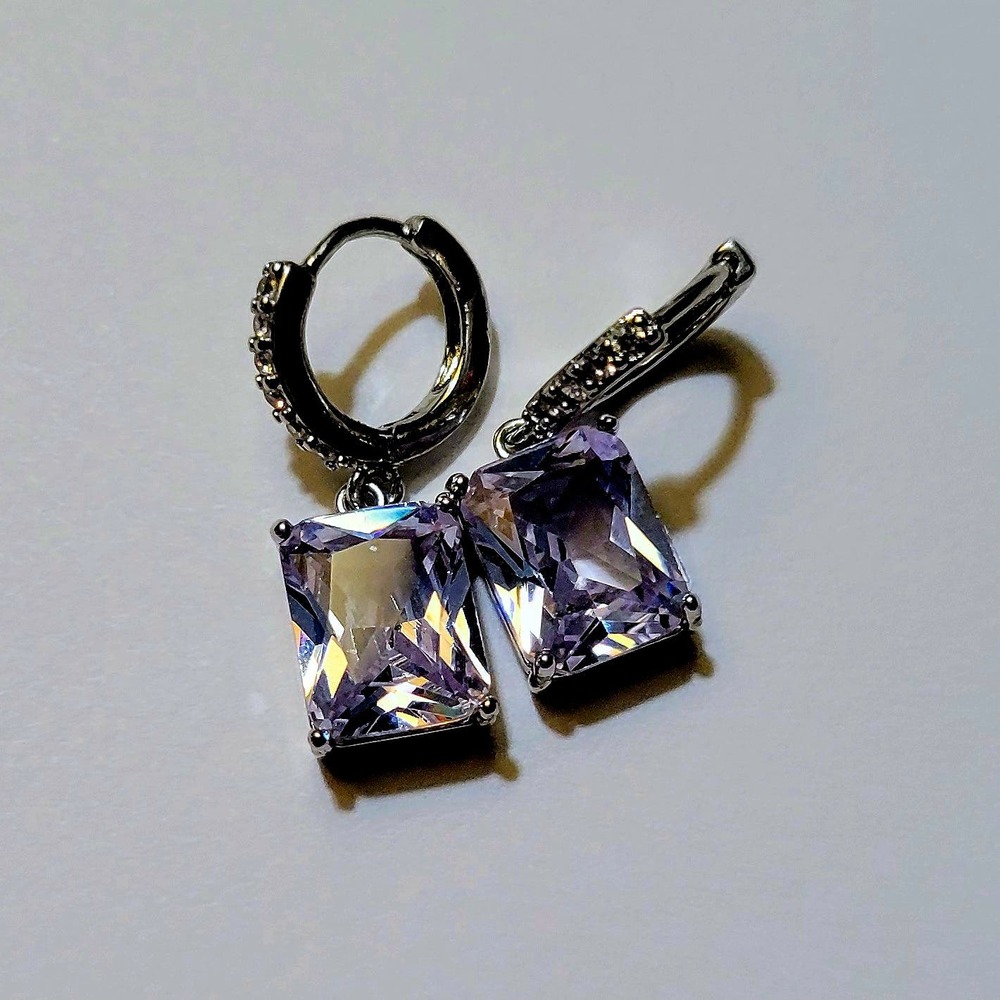 Silver Plated Huggie Earrings - Picture 5 of 8